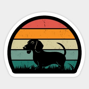 Sausage Dog in a Retro Sunset Sticker